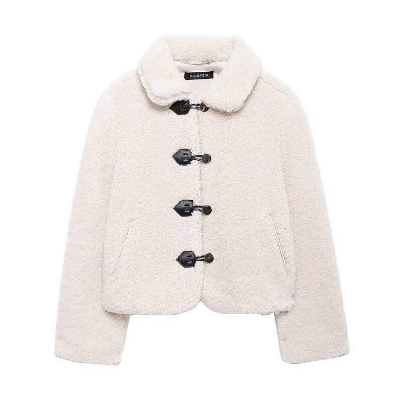Fashion Style 2024 Fall and Winter New Women's Clothing Easiest for Match Fleece Lapel Long Sleeves Short Coat Outwear 8372250