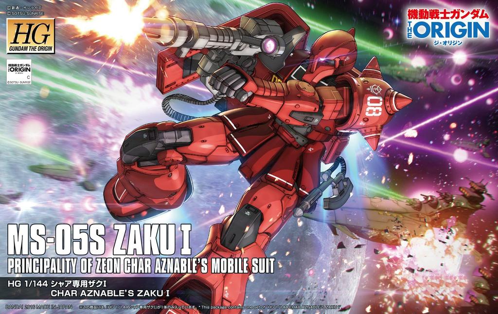 HG Mobile Suit Gundam THE ORIGIN Zaku I Scale Plastic Model MS-05S Char's 1/144 Pre-colored