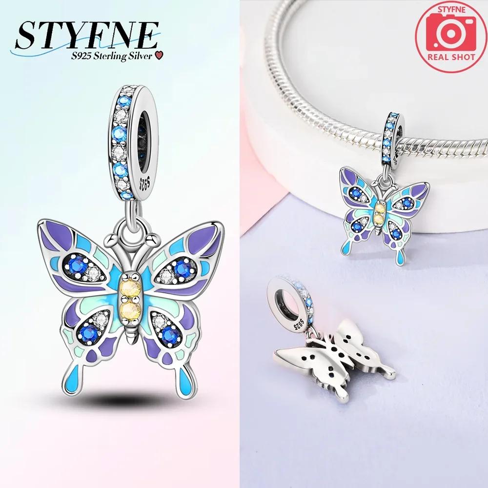 Authentic Copper Charm Bead Charms Colored Zircon Butterfly Knot Green Romantic Animal Pendant Bead Compatible With Bracelets Fine Gift Diy Accessory