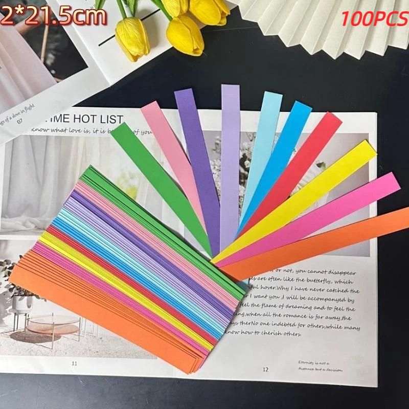 100Pcs Bright Color Paper Chain Garland Strips With Double Sided Tape Easy DIY Craft for Graduation Party Decoration