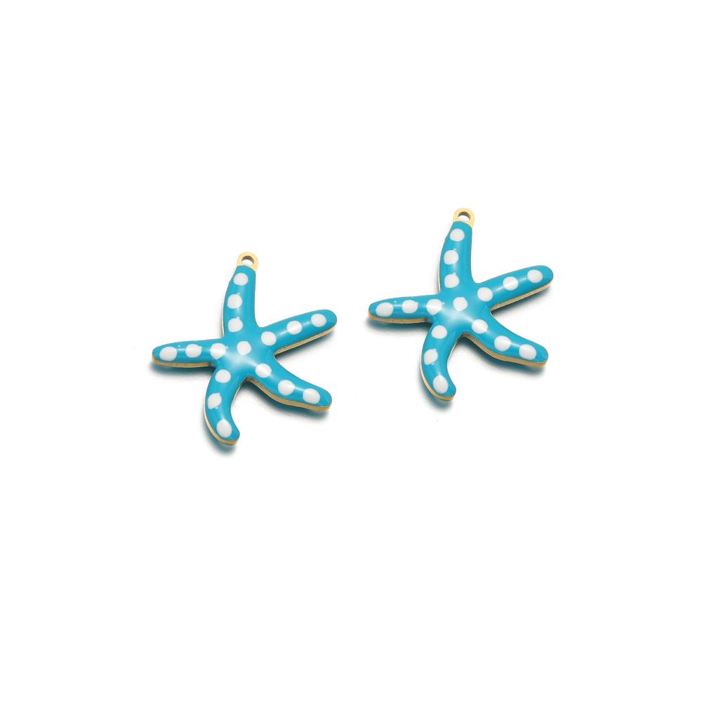 10pcs Stainless Steel Gold 20mm Starfish Charms Enamel Fish Pendant for DIY Jewelry Bracelet Findings Necklace Earrings Making