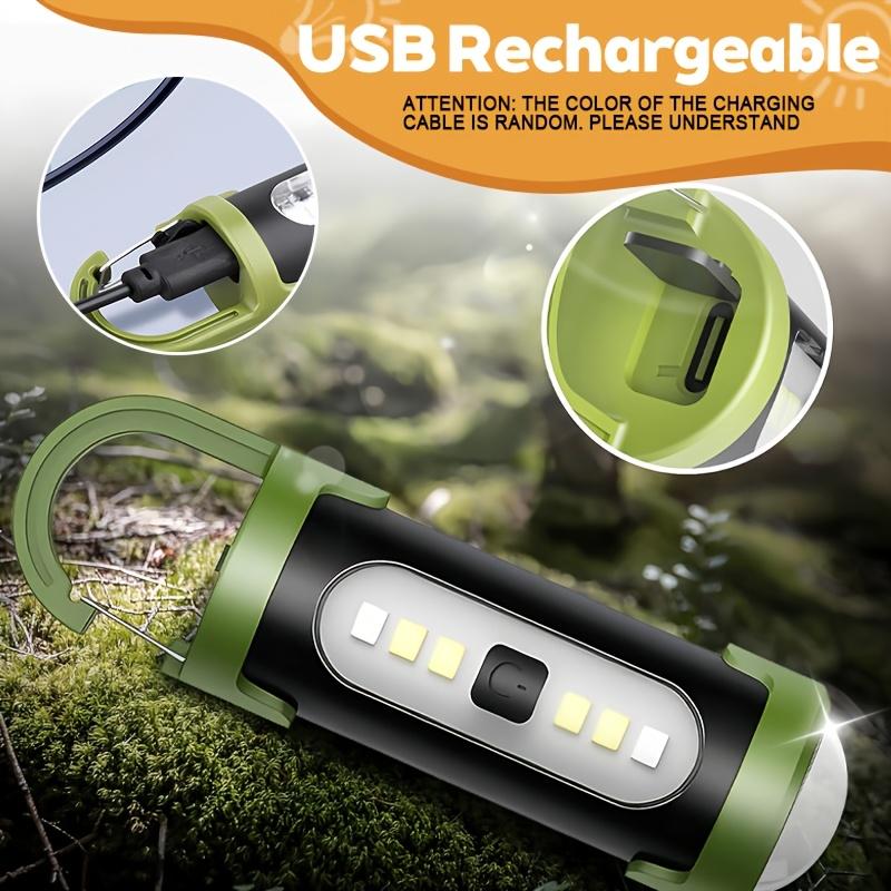 Mini Portable Keychain Flashlight Multifunction COB Work Light 4 Modes Emergency Rechargeable Light for Walking Searching Hiking