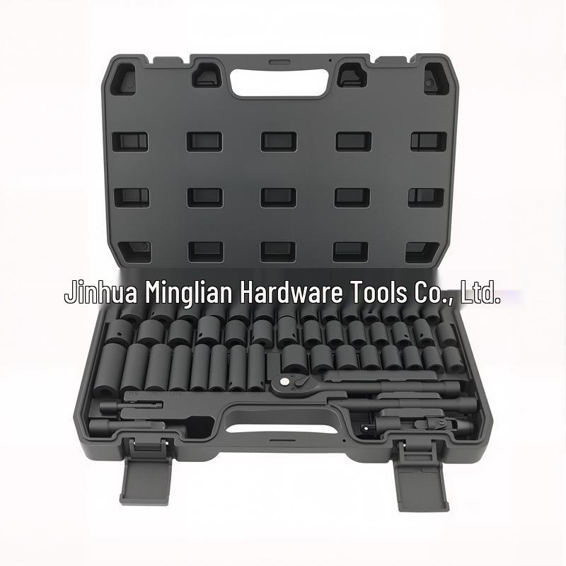 50-Piece 72-Tooth Pneumatic Ratchet Wrench & Extended Inch/Metric Impact Socket Set