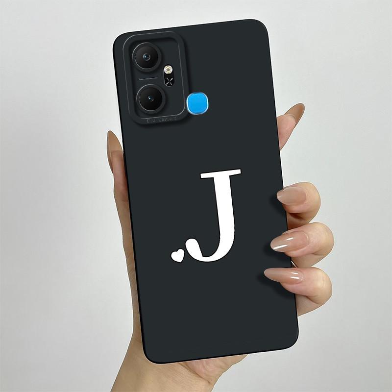 For Infinix Smart 6 Plus Case Infinix Smart6 Plus Phone Case X6823C Cute Initial Letters Square Soft Silicone Back Cover Fundas