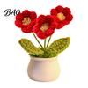 Hand Knitted Potted Plant Handmade Crochet Flower Decoration, Knit Artificial Sunflower Desktop Decor Decor, Gift for Women, Mom, Teacher, Friend,