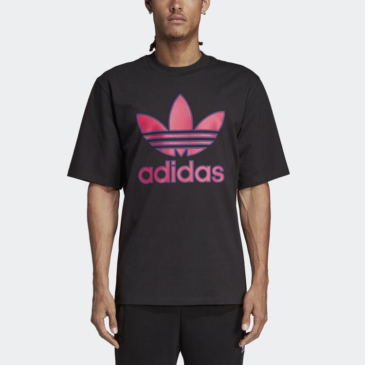 Adidas Originals Trefoil Logo Print Rundhals Kurzarm T-Shirt Herren Oberteile Schwarz EC3680