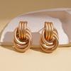 European and American metal style oval hollow chain earrings light luxury high-end stud earrings personalized niche earrings women