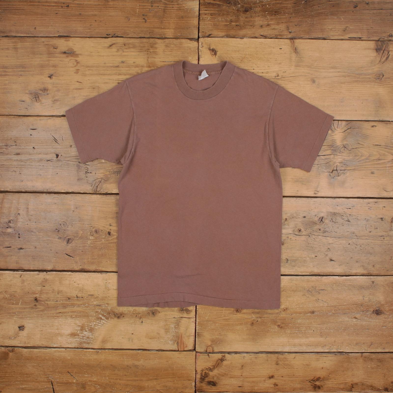 Vintage Single Stitch T Shirt Blank Small 90s Brown Tee M