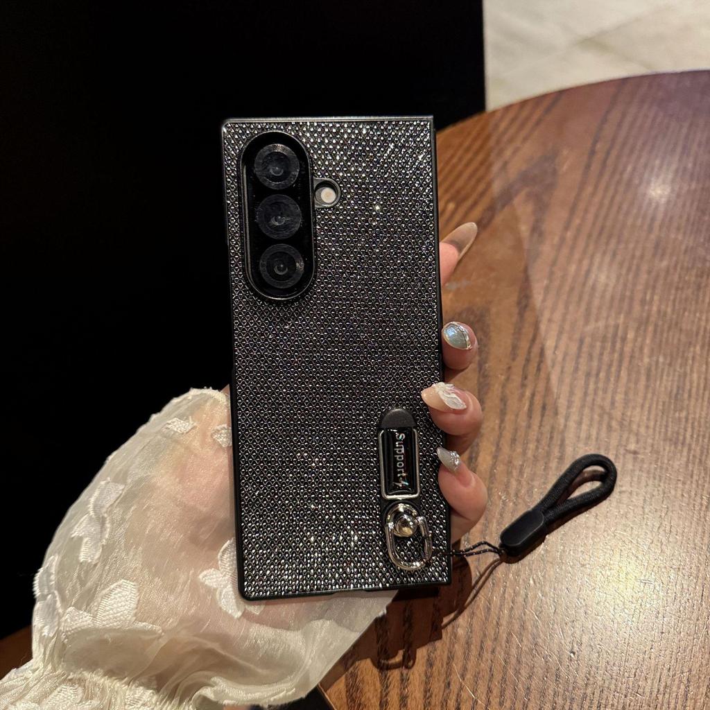 Funda con cordón de cuero brillante para Z Flip7: A Prueba de Caídas, Moderno y Protector