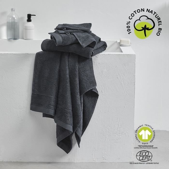 Drap de bain - TODAY - 70 x 130 cm - Coton - Organic Fusain