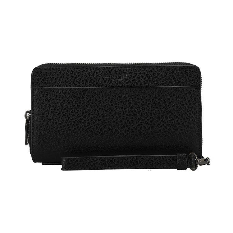 

Coach Double Zip Wallet Travel Organizer 20 Solid Color Leather Clutch Men Wallets Black 67624-QBBK Basic Set (Bag+Dust Bag)