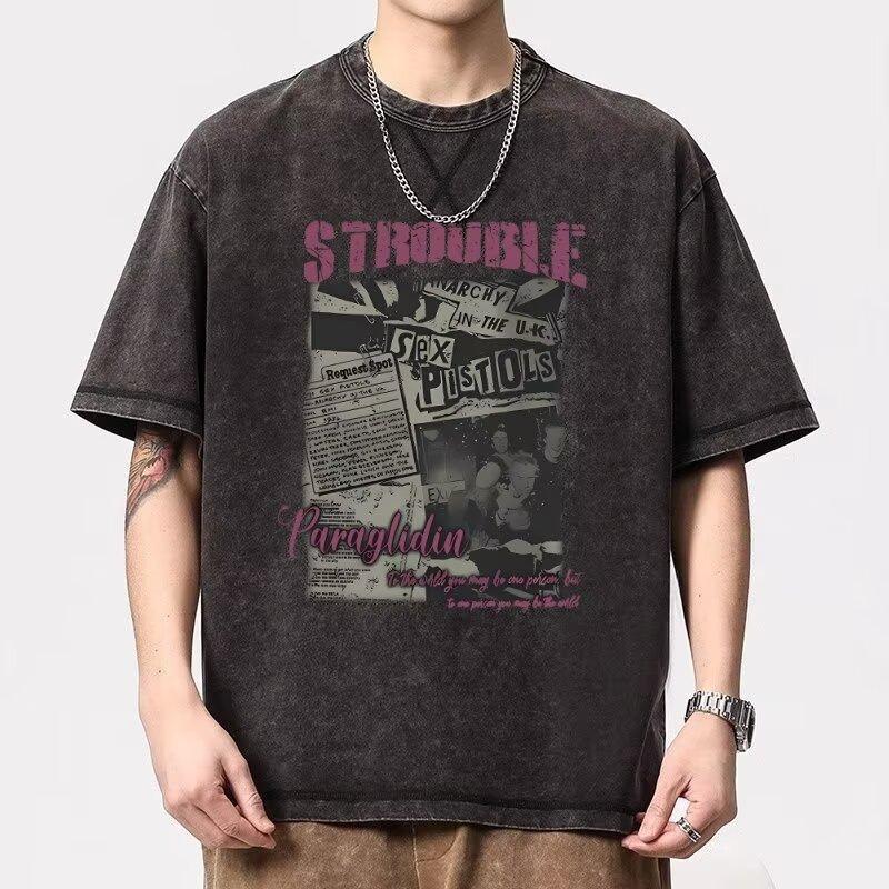 

New Sports Casual Short Sleeve T-Shirt for Men Summer Korean Style Trendy Simple Half Sleeve Top Hong Kong Style Loose Casual Trendy Brand T-Shirt M серый