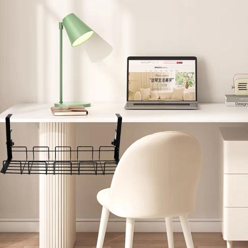 Adjustable Under Desk Storage Rack Durability Steel Under Table Cable Management Tray for Tidy Cable Management