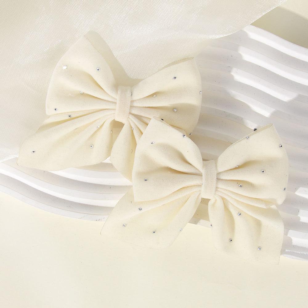 

Бархатный однотонный бант с бриллиантами, сплав, безопасный аксессуар для волос, детский подарок, набор из 2 штук, любимая девочками милая заколка-бант для волос Size fits all