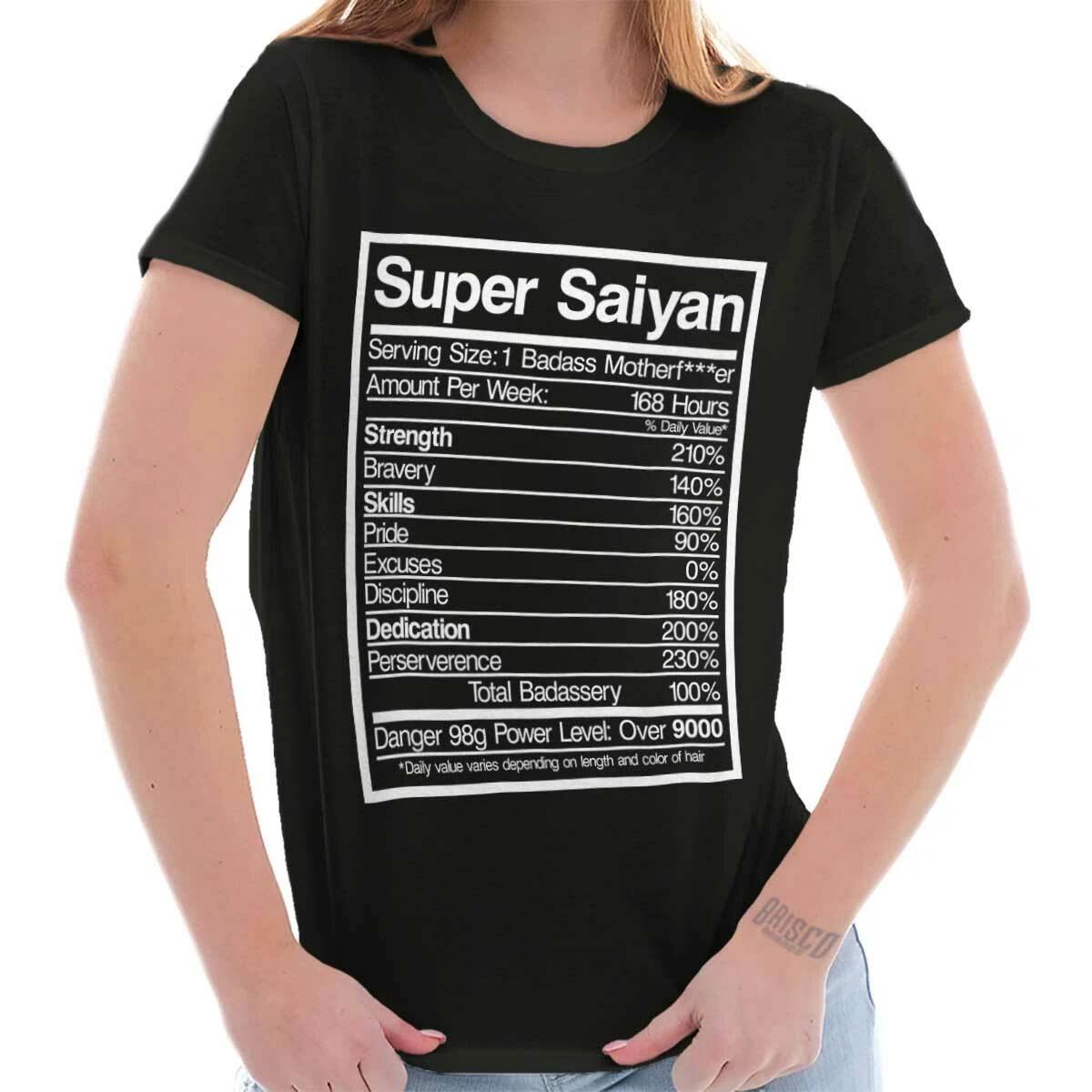 Anime Manga Super Badass Nutrition Facts Womens Top Junior Graphic Tee XXXL