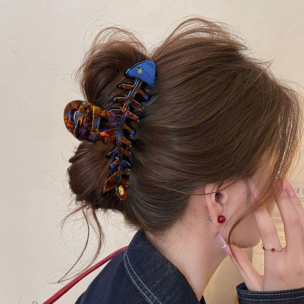 Hairpin Fish Bone Shaped Hair Claw Acetic Acid Acetate Shark Clip Cute Animals Hair Clip  Headwear