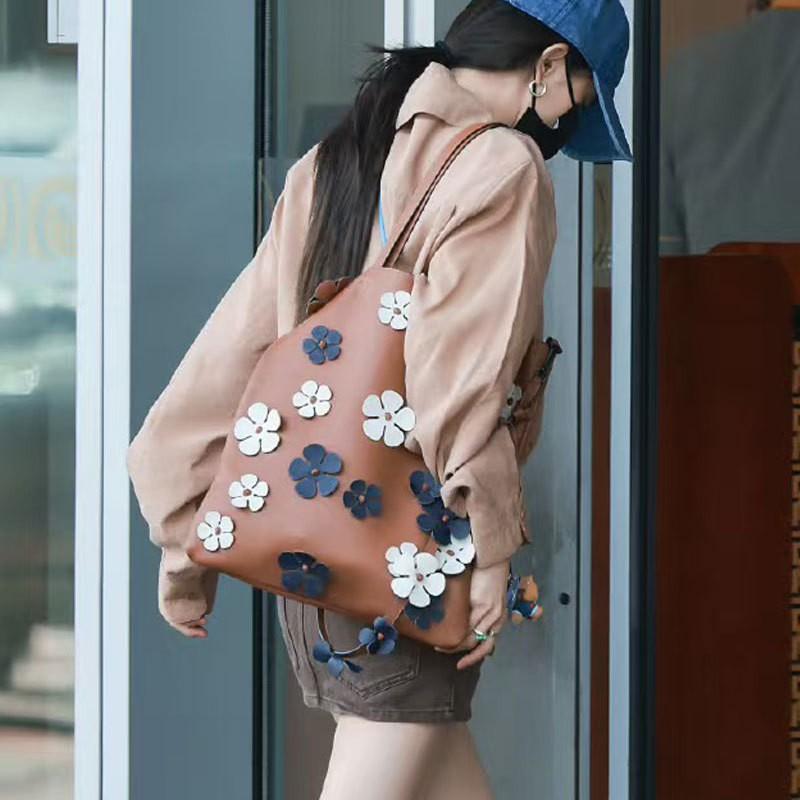 Yang Mi s Same Bag Fashionable Large-capacity Flower Tote Lazy Style Commuting High-end One-shoulder