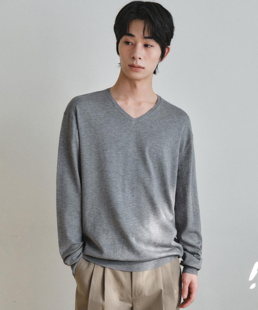 Wednesday Oasis Washable Minimal V-Neck Knit_Gray(Wc26-Kn20)