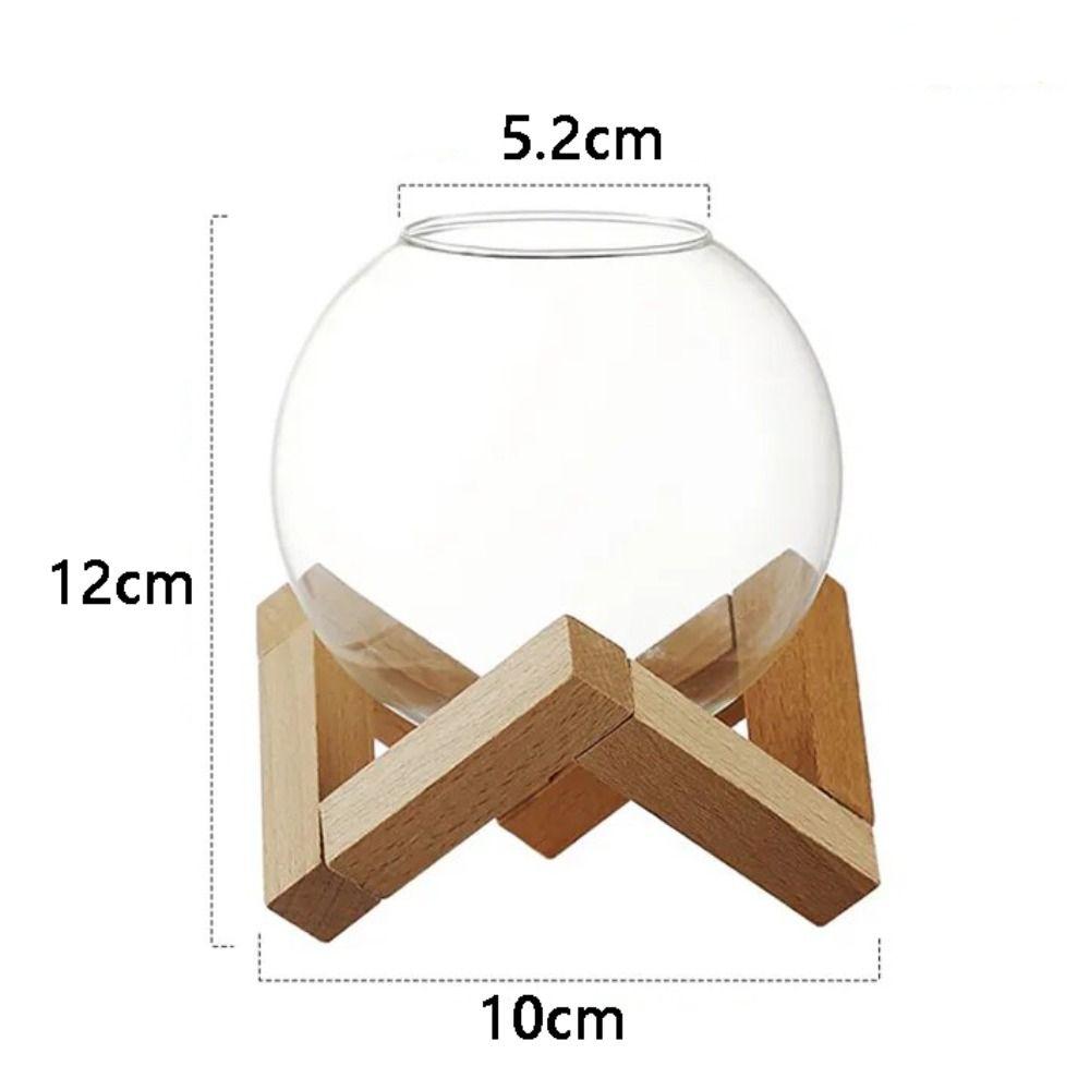 with Wood Stand Spherical Cocktail Glass Cup Ronud Ball Shaped Transparent Juice Tumbler with Straw Drink Cup Gift