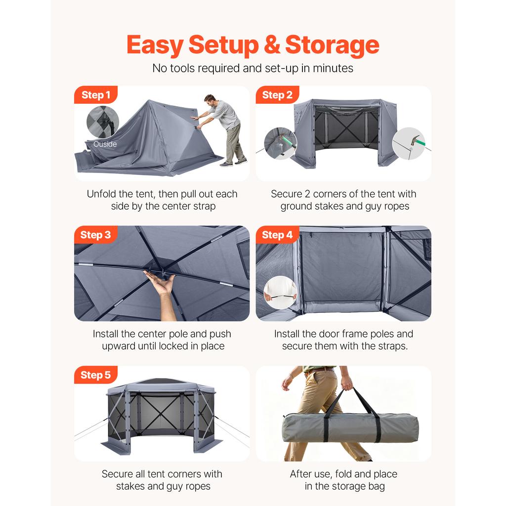 SucceBuy Pop up Gazebo Screen Tent Large Camping Canopy Tent with Removable Top & Carry Bag Quick-Set & Bite-Proof for Backyard