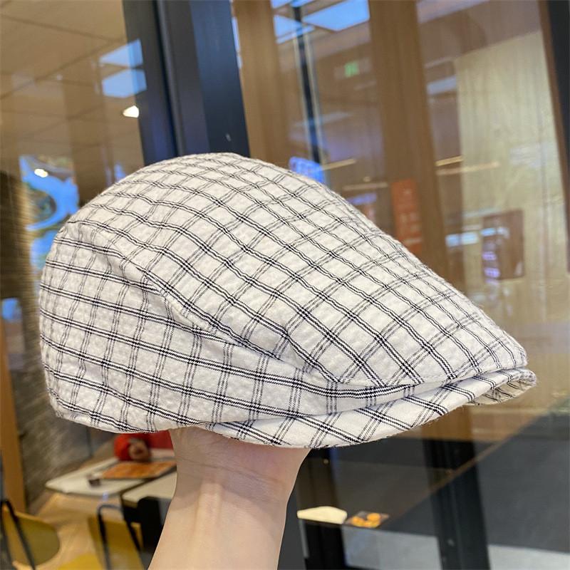 Fashion Cap Beret For Women With Grid Design And Wide Brim For Outings Casual