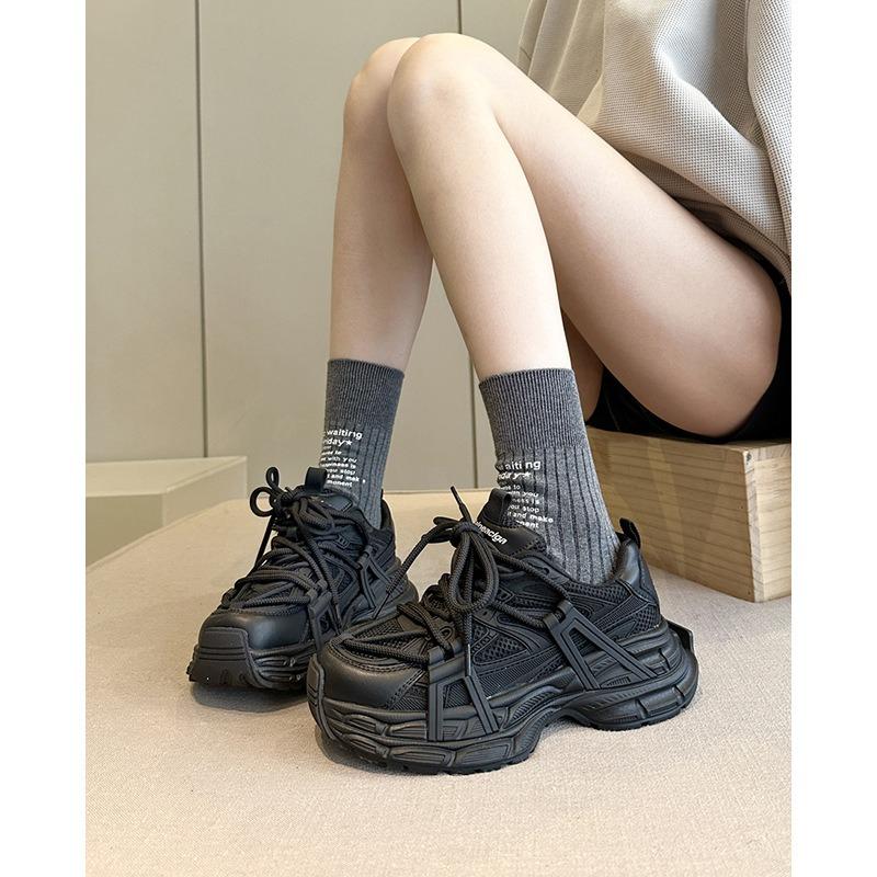 Design dad shoes women's tide spring new thick-soled heightening lightweight casual sports shoes