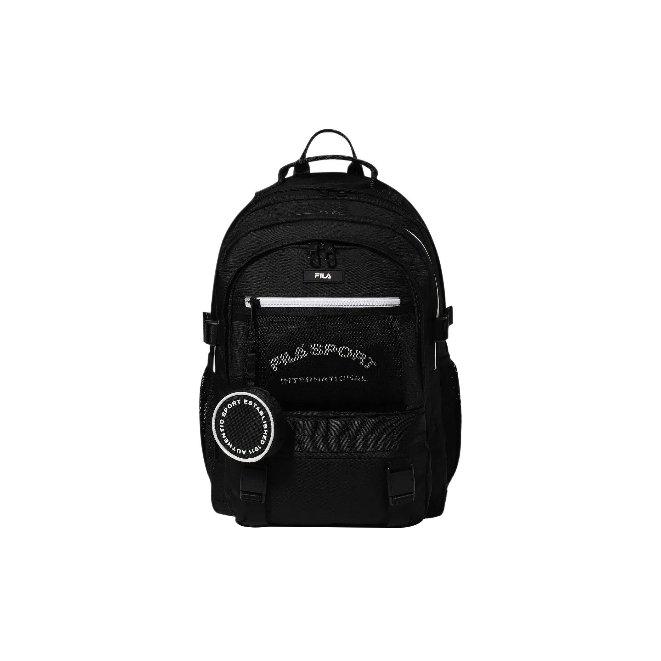 FILA Casual Sports Zipper Backpack Unisex Backpack Black FS3BPG1006XBLK Black