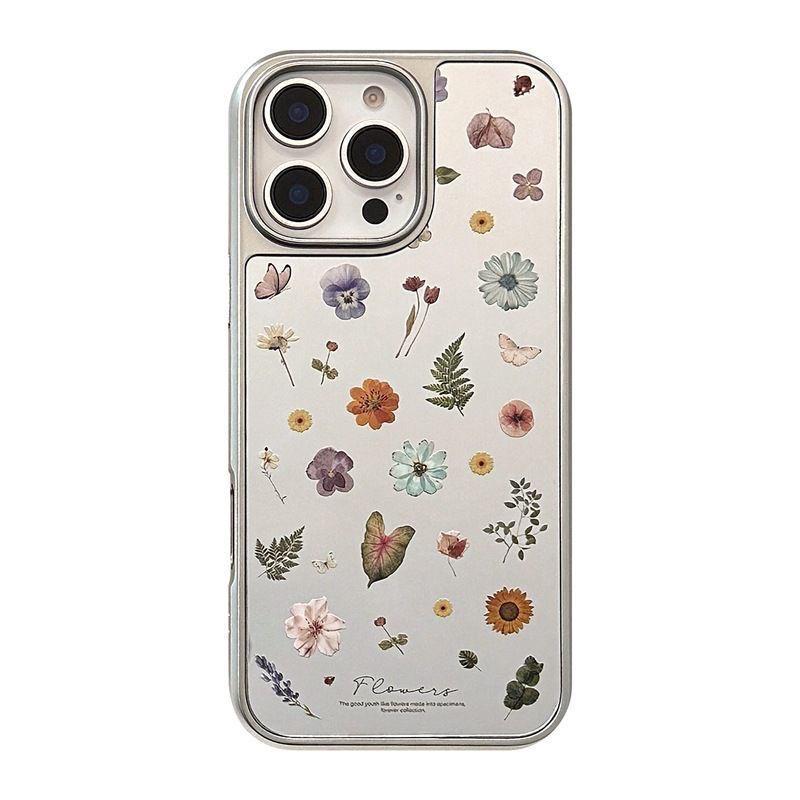 Fresh Flower Electroplated iPhone 15 Pro Max/14 Mirror Hard Shell Case