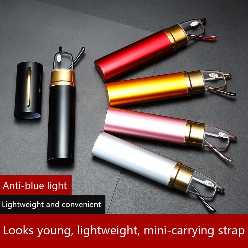 Elegante draagbare mini leesbril metalen montuur pennendoos ultradunne mannen vrouwen leesbril presbyopie bril met doos