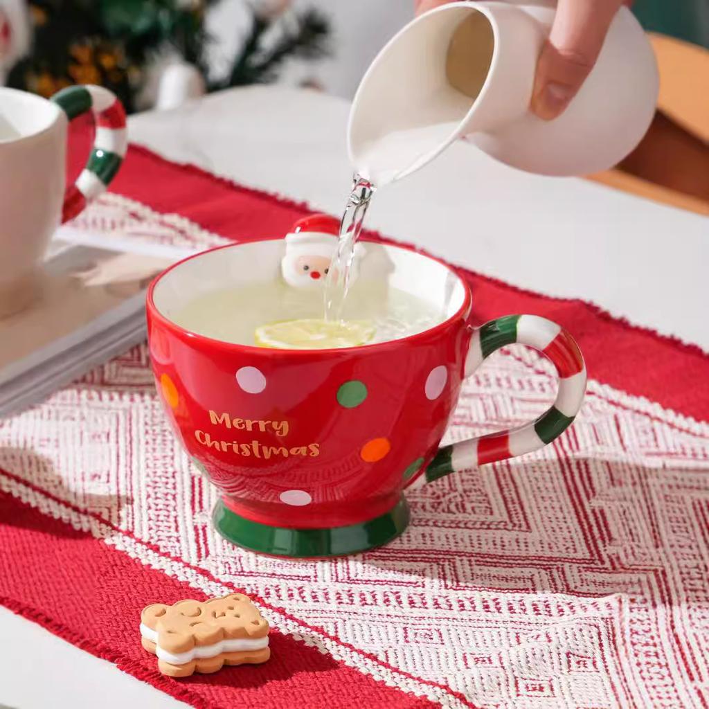 Christmas Coffee Mug Cartoon Ceramic Cup Creative Gift for Breakfast Xmas Holiday