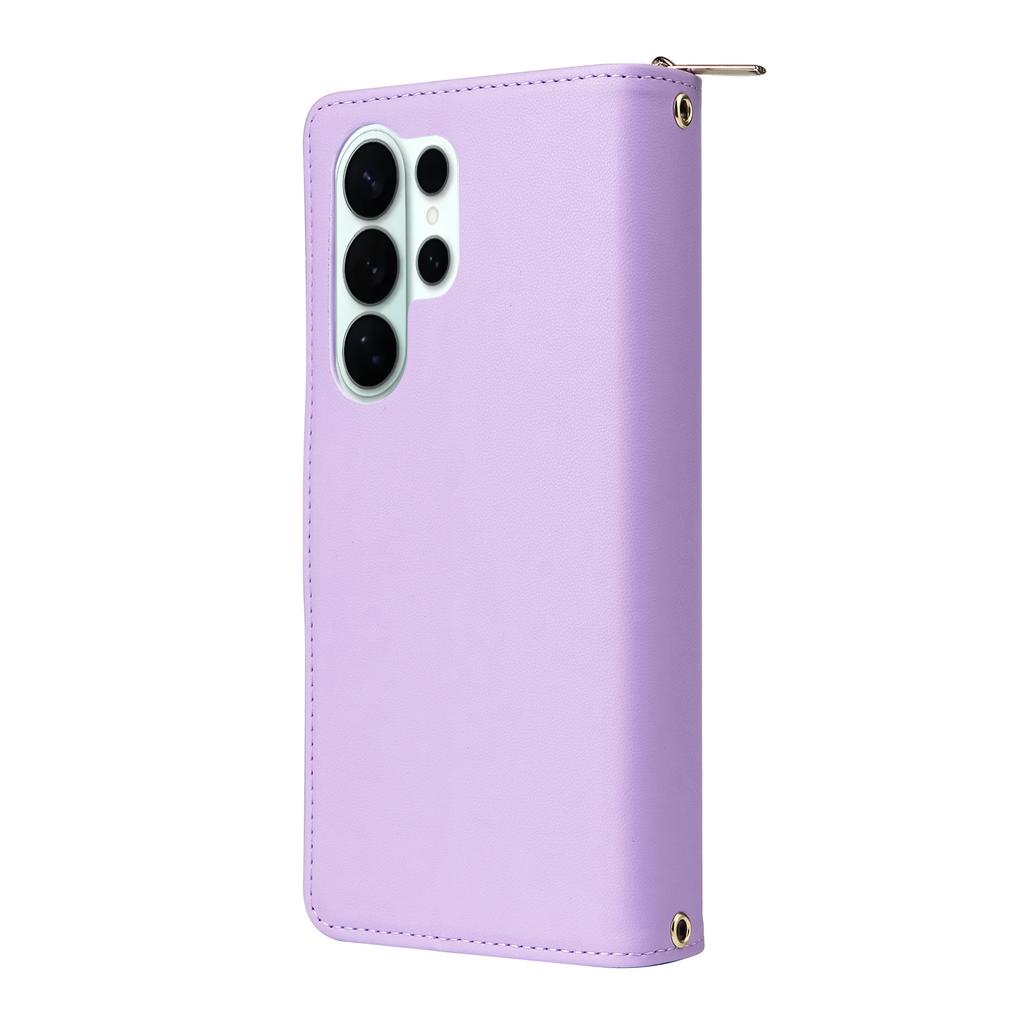 For Samsung Galaxy S26 Ultra Case 9 Card Slots Zipper Pocket PU Leather Phone Cover with Wrist Strap