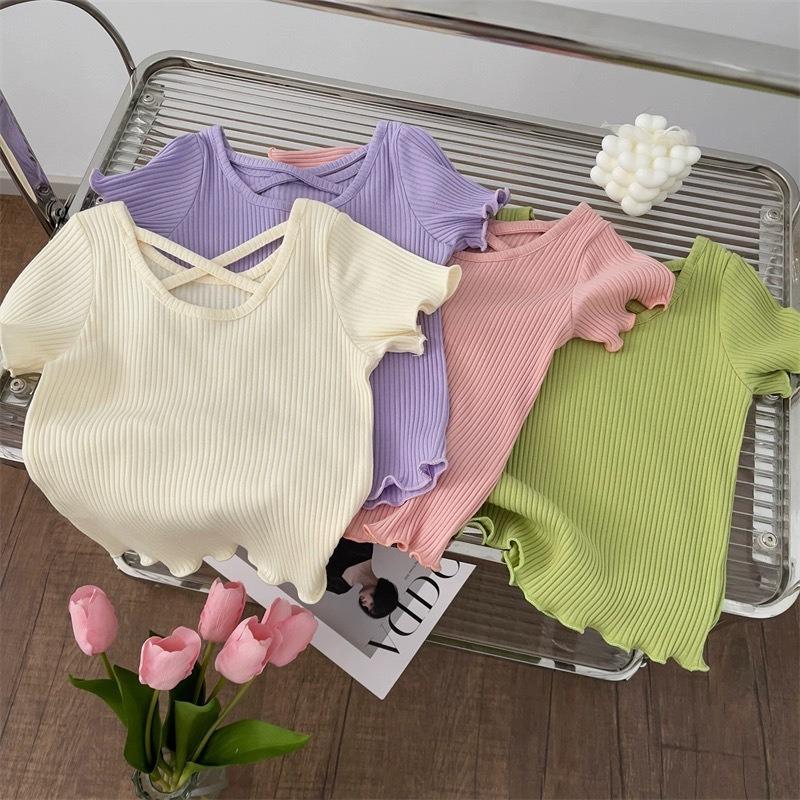 Summer Short Sleeved Fashion New Soft T-shirt Versatile Casual Simple Girl Clothes Lightweight Classic Comfortable Child Top