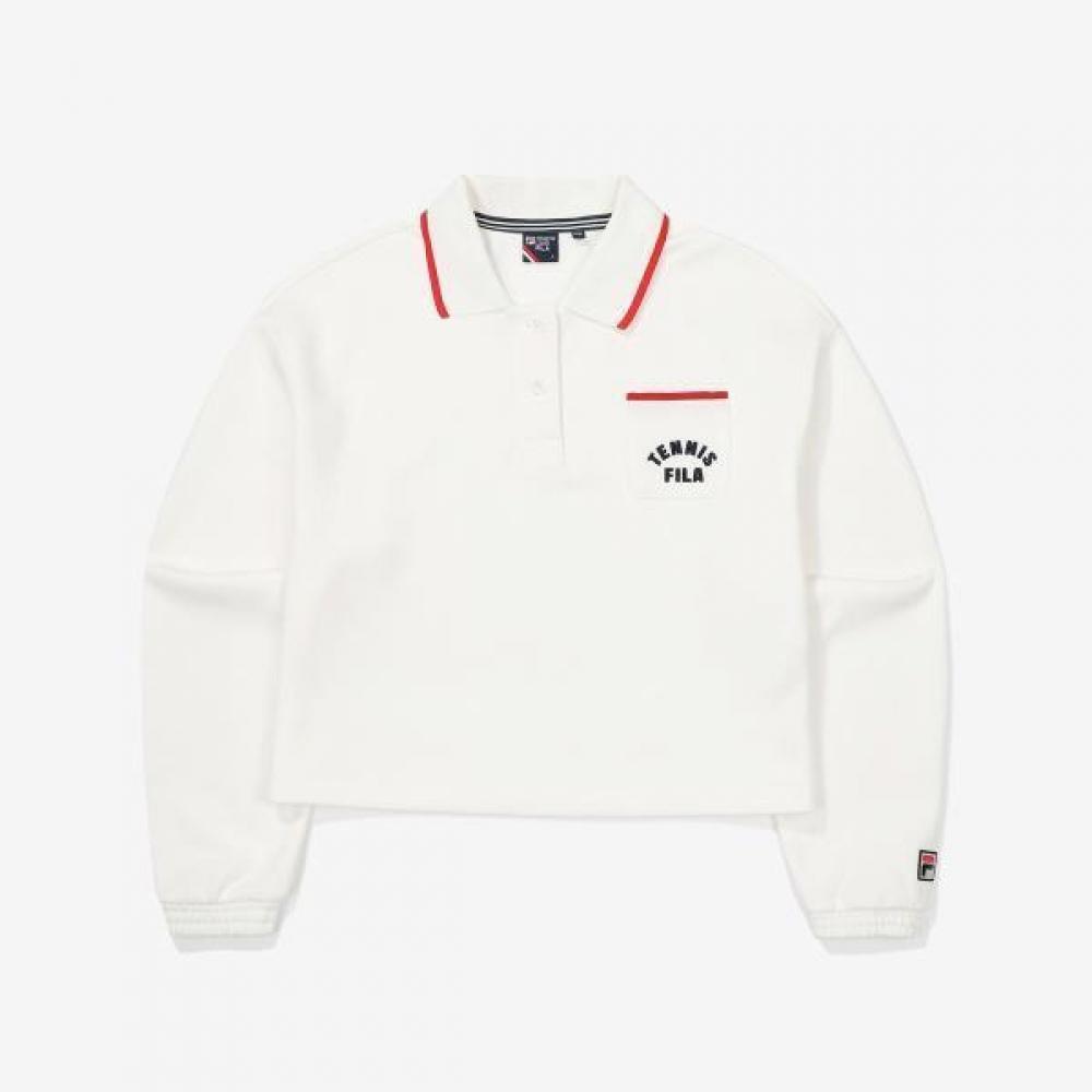 Fila Tennis Life Pique Collar Sweatshirt FILADNAWHITE/090