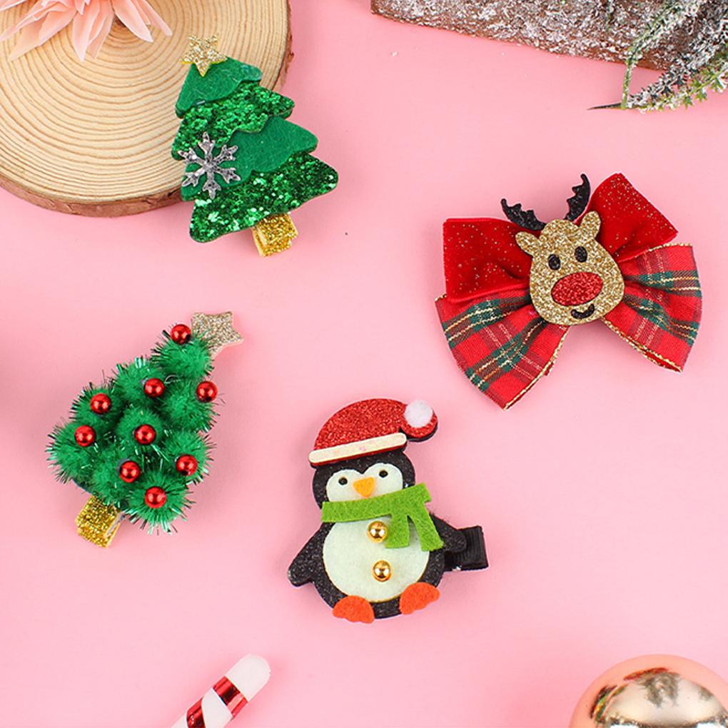 Chic Natal Grampo de Cabelo Aço Inoxidável Grampos Laterais Alce Pinguim Árvore de Natal Floco de Neve Bobby Pin Acessórios de Estilo Festa de Ano Novo