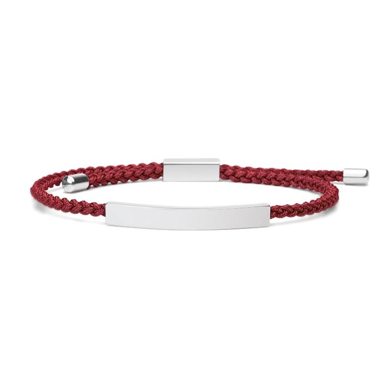Stainless Steel Accessories and 2mm Adjustable Braided Rope Custom LOGO Men Bracelet