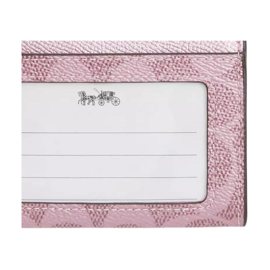 Coach Canvas With Leather Card Holder Mini Womens Pink