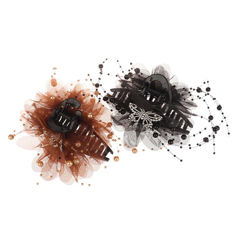 Haarspange mit Schmetterlings- und Blumenmuster, Haifisch-Haarspange für Damen, Haarschmuck mit Quasten und elegantem Blumenmuster.