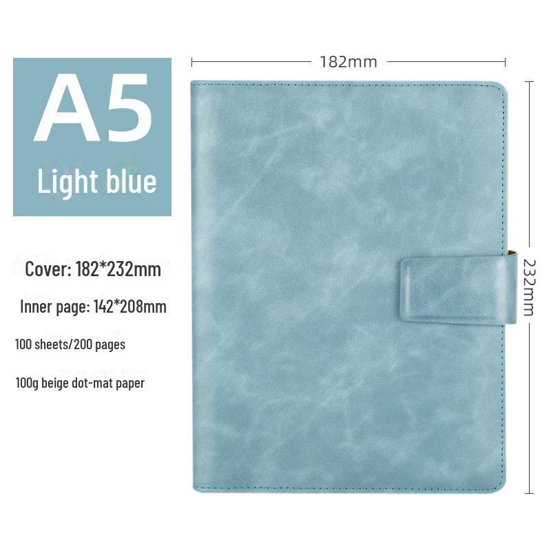 Business Leather A5 Notebook - Detachable Loose-Leaf for Office Meetings and Sales Contracts
