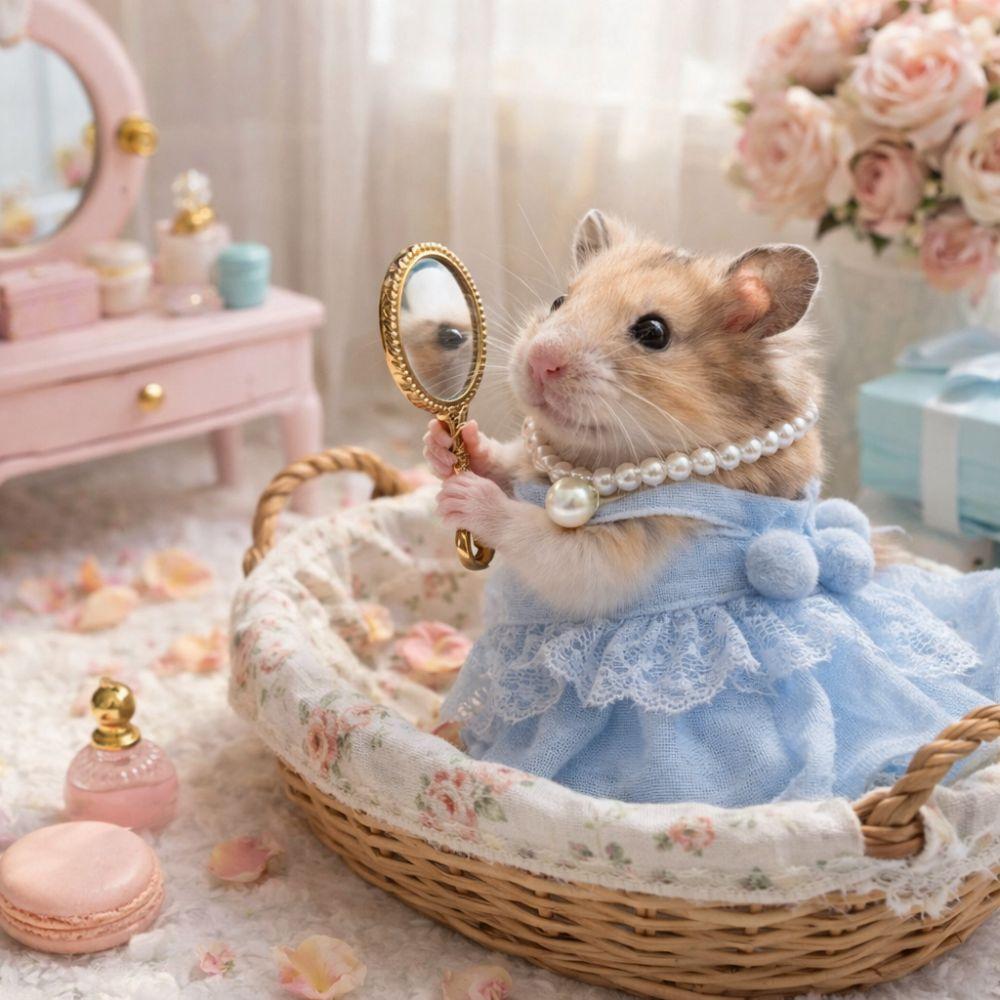 Beautiful Hamster Lace Skirt Comfortable Handmade Animals Princess Dress with Pearl Necklace Small Pet Vest Indoor Outdoor