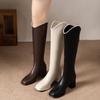 Modă Femei Modă Cizme Înalte cu Toc Bloc Iarnă Nou Vârf Pătrat Fermoar la Spate Anti-Alunecare Rezistente la Uzură