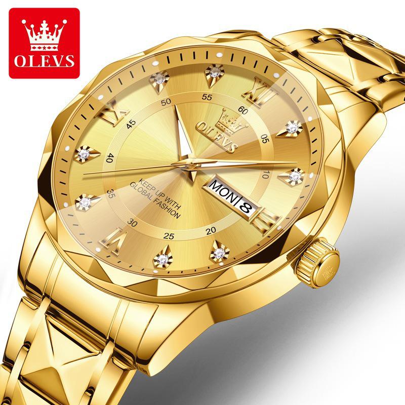 Oulishi 2025 Men's Luminous Waterproof Quartz Watch with Diamond-Shaped Mirror