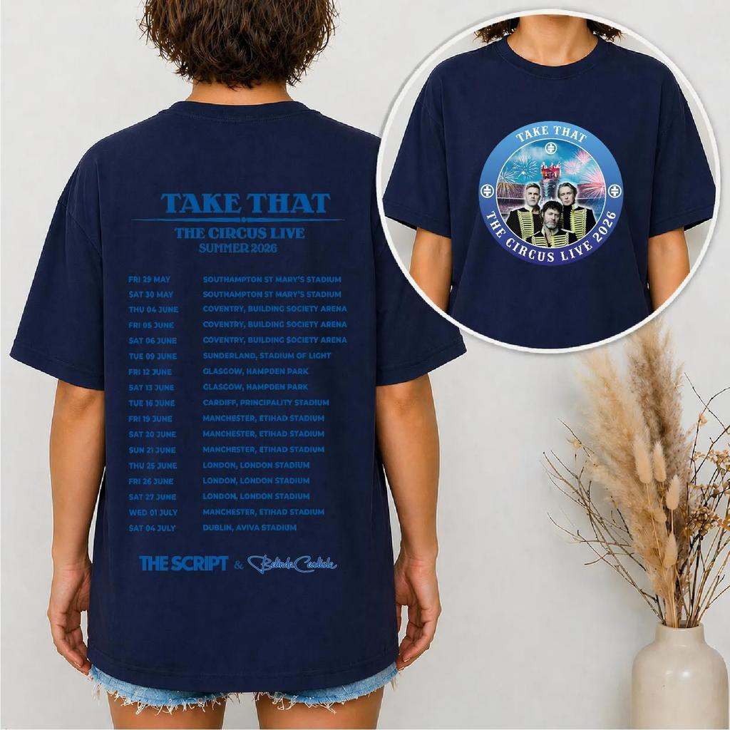 Men's T-shirt Take That Tour 2026 Summer New Fashion Pure Cotton T-shirt Men and Women Short Sleeve Niche Design Printed Tees