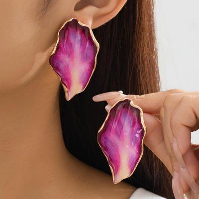 Pendientes Pleated de Esmalte Geométrico Retro Francés de Alta Calidad
