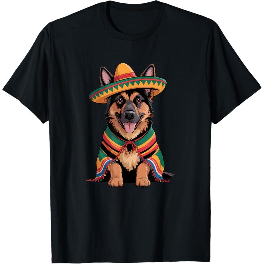 

German Shepherd Mexican Sombrero Mexico Cinco De Mayo Dog T-Shirt XXXXXL чёрный
