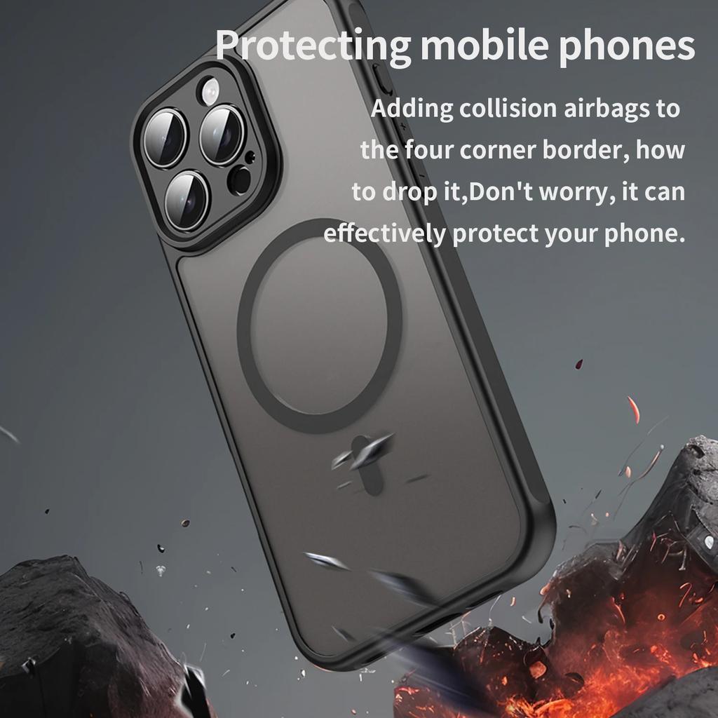Für Magsafe Magnetisches Kabelloses Laden Mattes Etui für iPhone 16 15 14 13 12 Pro Max Plus Funda Stoßfest Matte Rückseite Coque