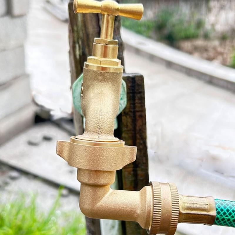Universal 3/4 Inch Brass Garden Hose Link Bend Adapter Elbow Fitting Leak Proof Design for Irrigation Outdoor & Yard Use