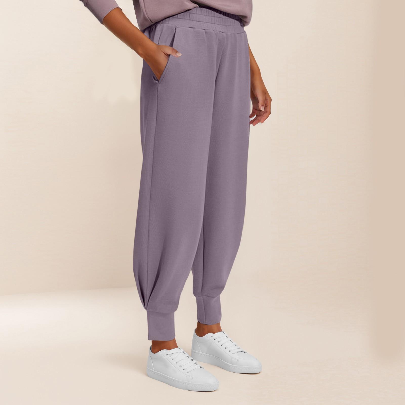 

Женские однотонные свободные повседневные брюки с эластичным поясом и карманами, спортивные штаны XL