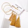 6 Pairs Women Fashion Love Shape Big Circle Tassel Ear Stud Set