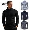Long Sleeve Men Jacket Zip-up Sweatshirt Mock Neck Solid Color Casual Full Zip Top for Outdoor Jogging Sports Gym Wear