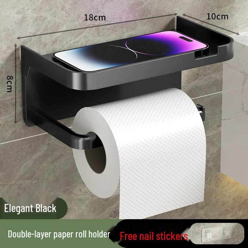 Punch-Free Wall-Mounted Double-Layer Tissue Box for Bathroom, Kitchen, Hotel чёрный